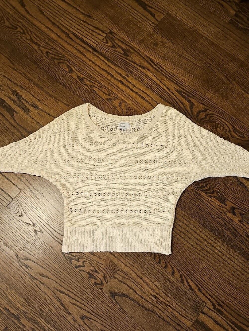 American Eagle Outfitters Cream Open-Knit Scoop Neck Sweater - Picture 9 of 9